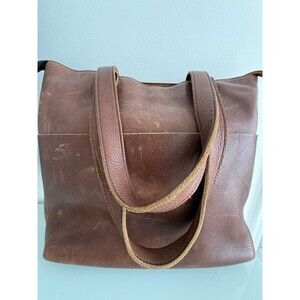 ✿ Lifetime Leather Brown Full Grain Leather Tote Bag Handmade USA Classic